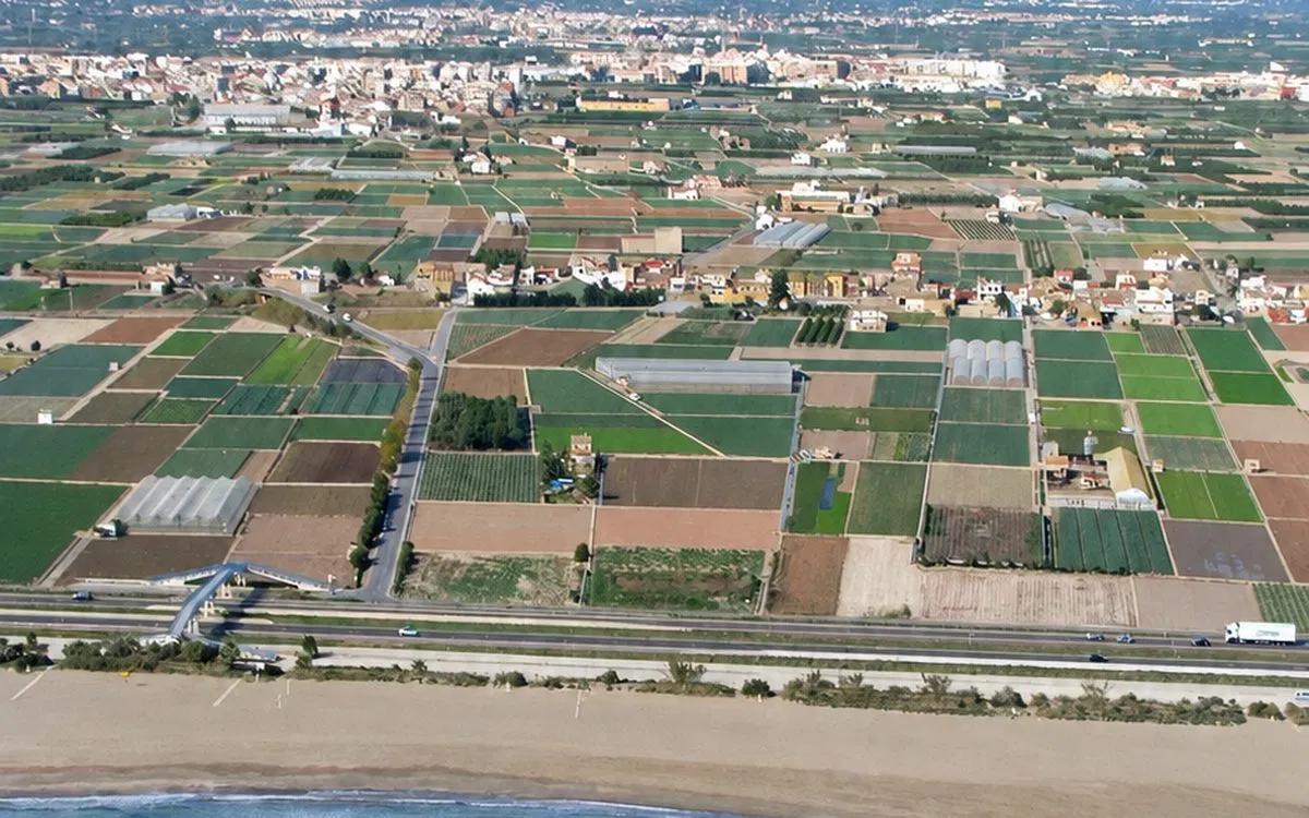Vivir en Meliana: vista aérea de la huerta de l'Horta Nord (València)